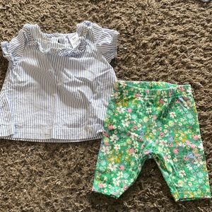 Carters 3m floral and stripe outfit